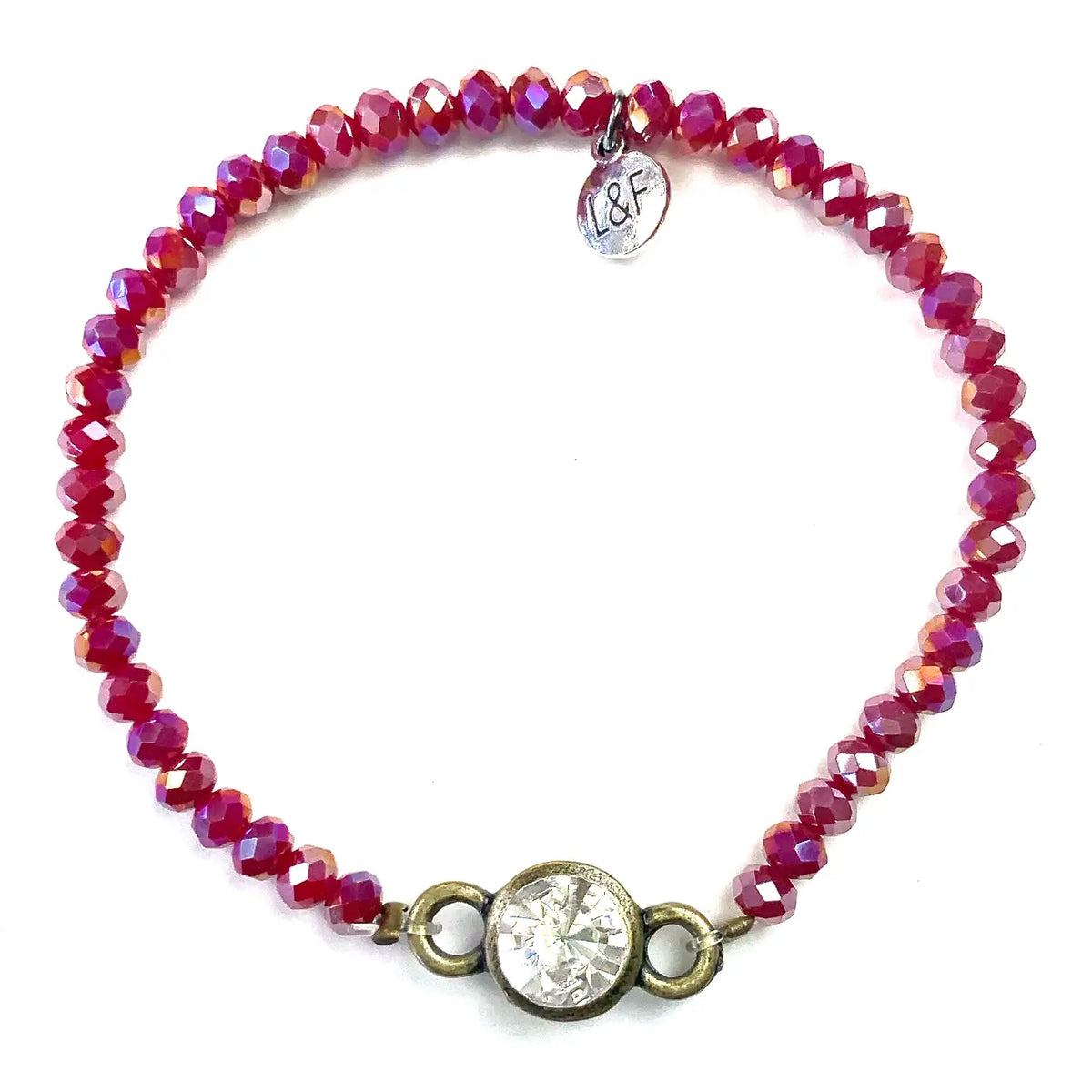 Faceted Glass Stretch & Crystal Beaded Bracelet