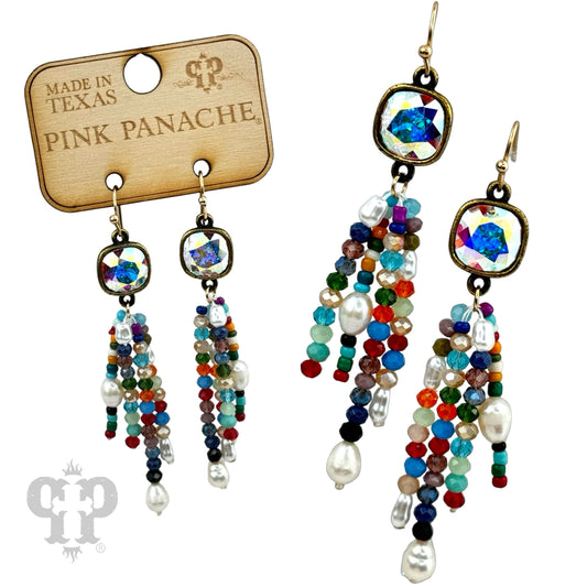 Bead Fringe Austrian Crystal Earring