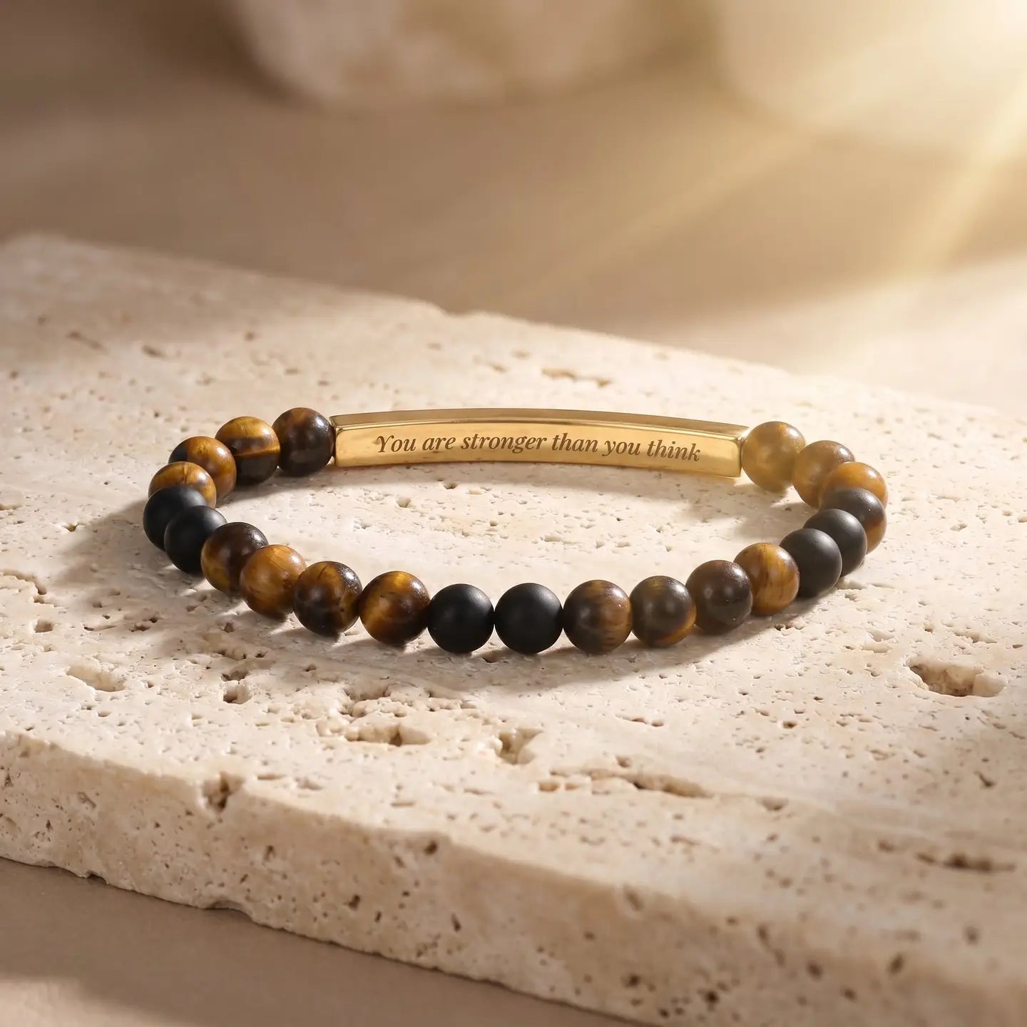Secret Message "Strong" Stone Bracelet