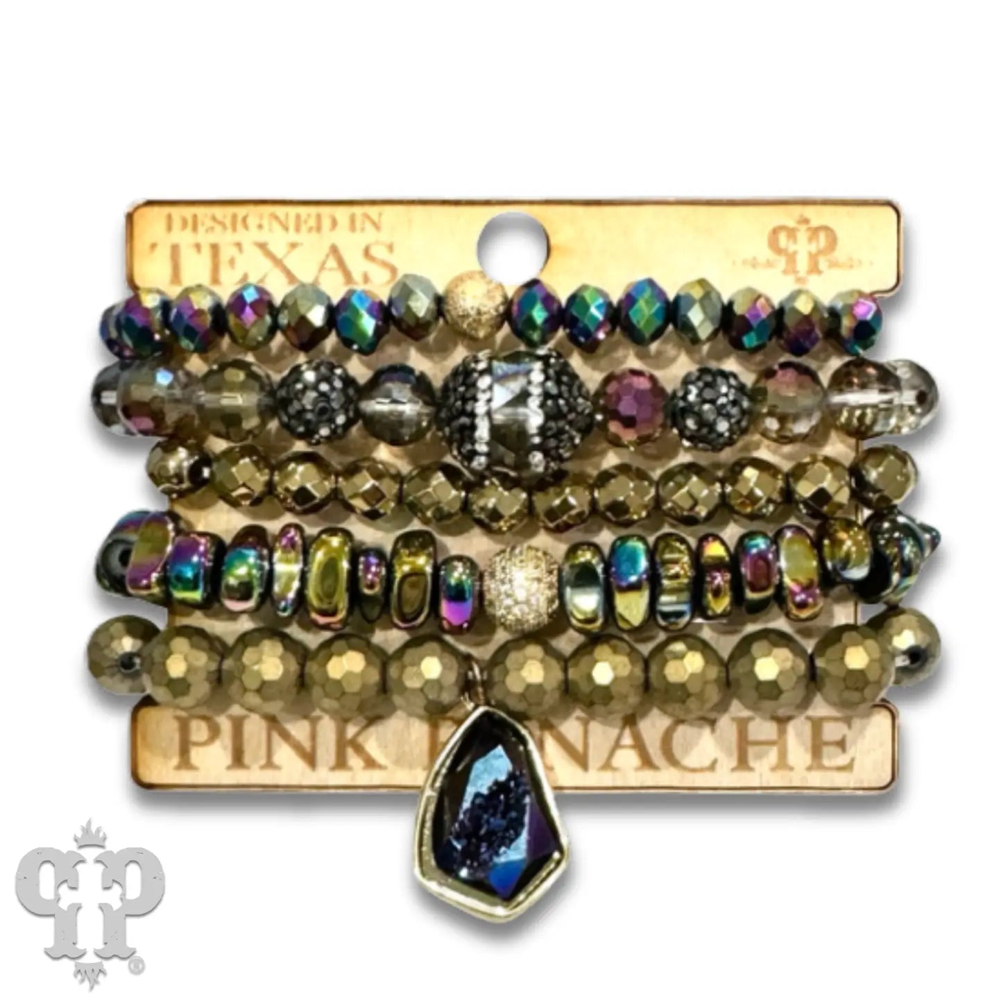 Mixed Stone & Bead Five Strand Bracelet Set
