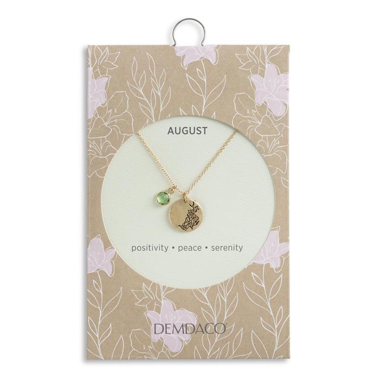 Birthstone Charm Necklace - August
