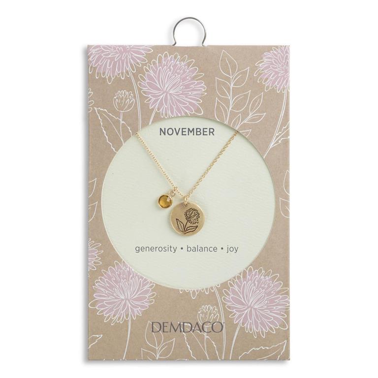 Birthstone Charm Necklace - November