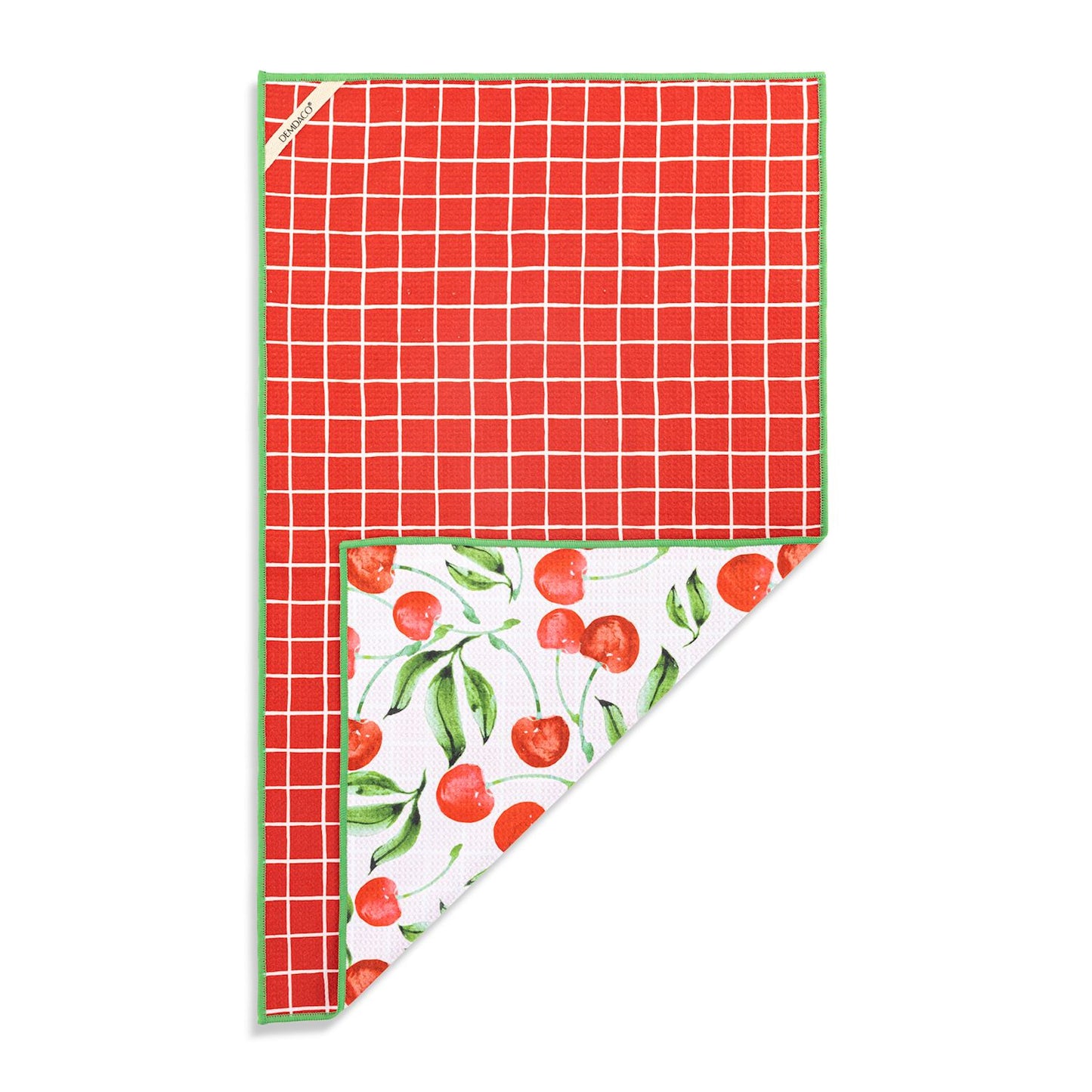 Cherry Red Plaid Reversible Absorbent Towel