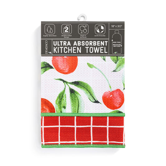 Cherry Red Plaid Reversible Absorbent Towel