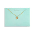 Love You Floral Card And Gold Heart Necklace