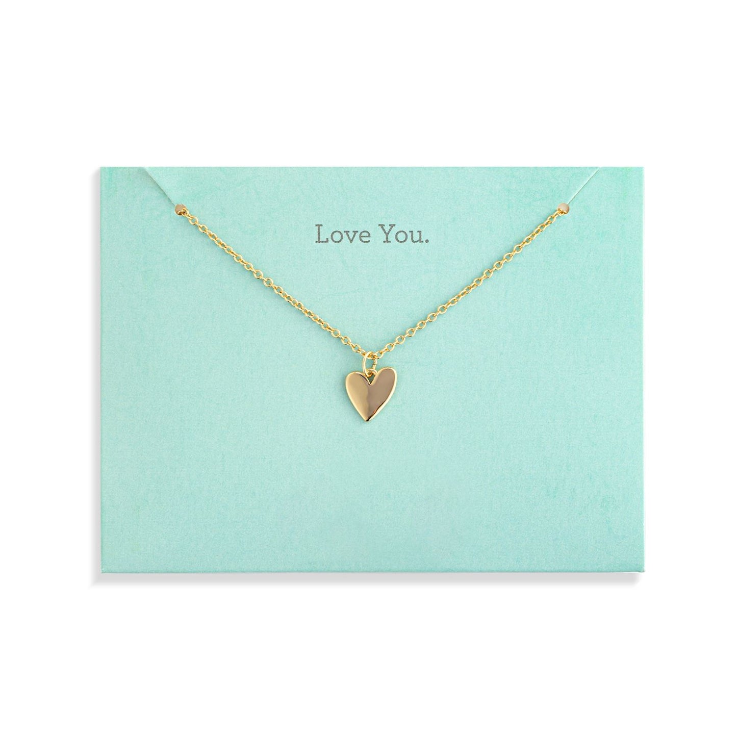 Love You Floral Card And Gold Heart Necklace