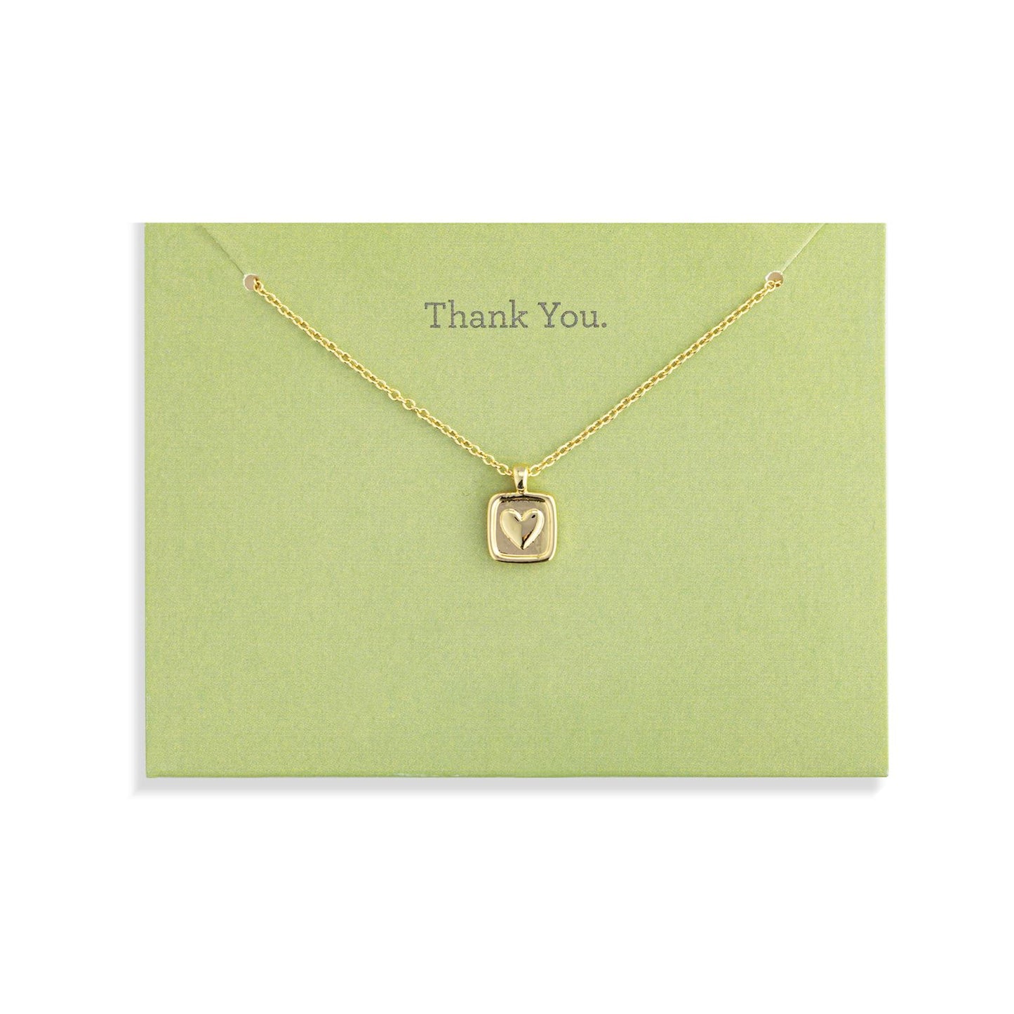 Thank You Floral Card And Gold Heart Necklace