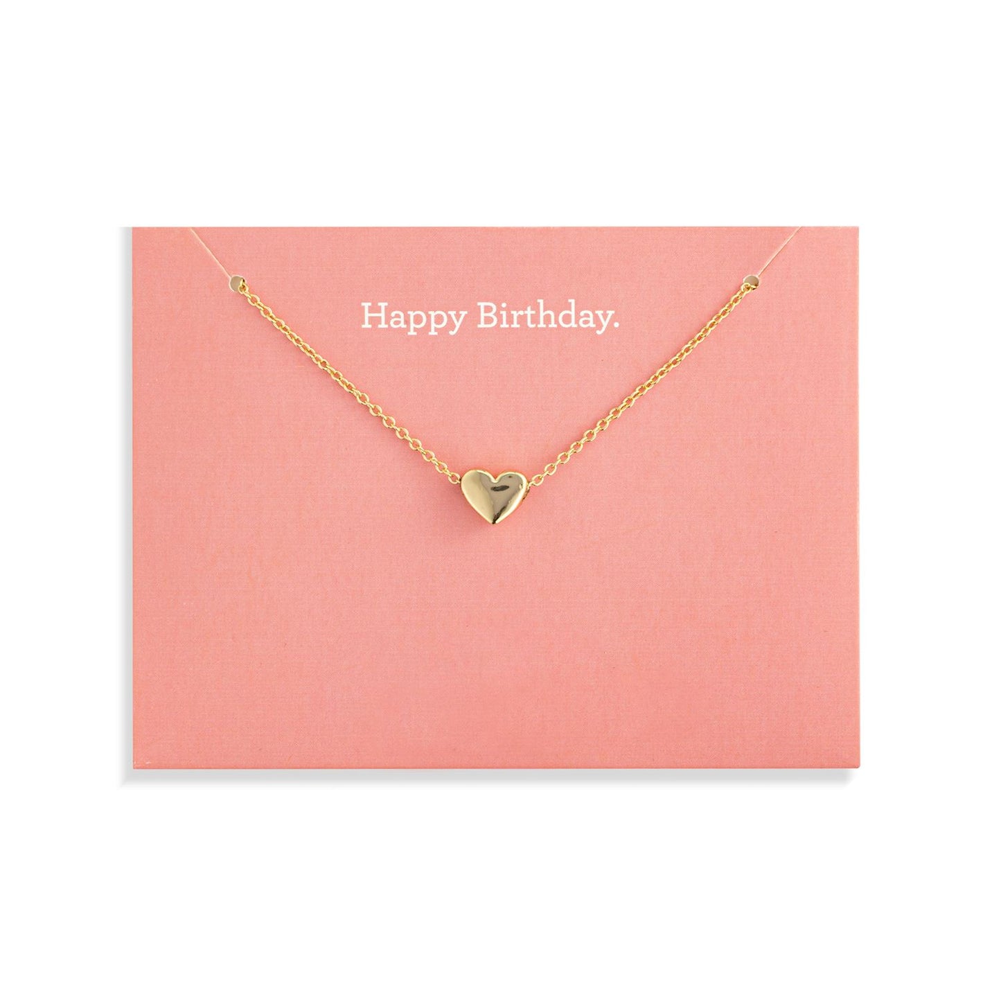 Happy Birthday Floral Card And Gold Heart Necklace