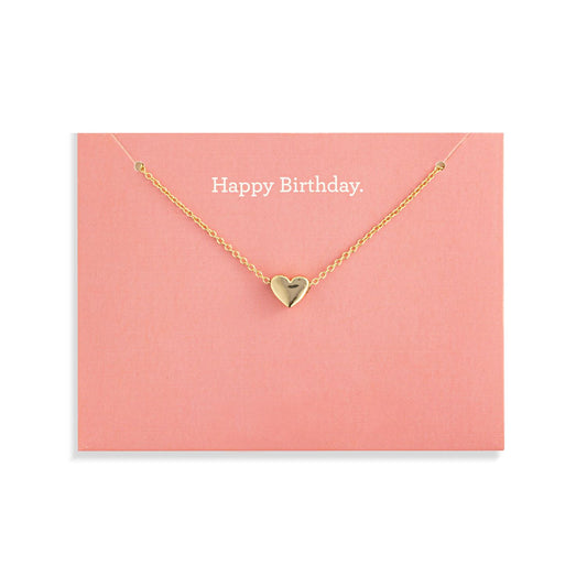 Happy Birthday Floral Card And Gold Heart Necklace