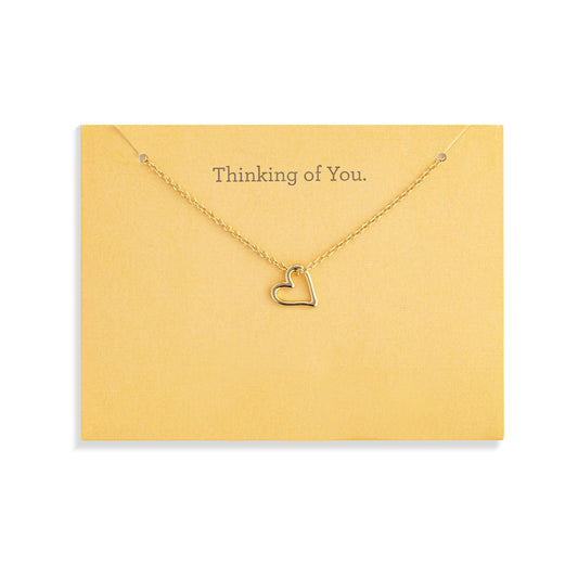 Thinking of You Floral Card And Gold Heart Necklace