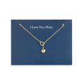 I Love You Mom Floral Card And Gold Heart Necklace
