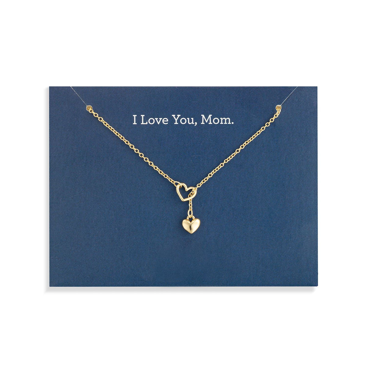 I Love You Mom Floral Card And Gold Heart Necklace