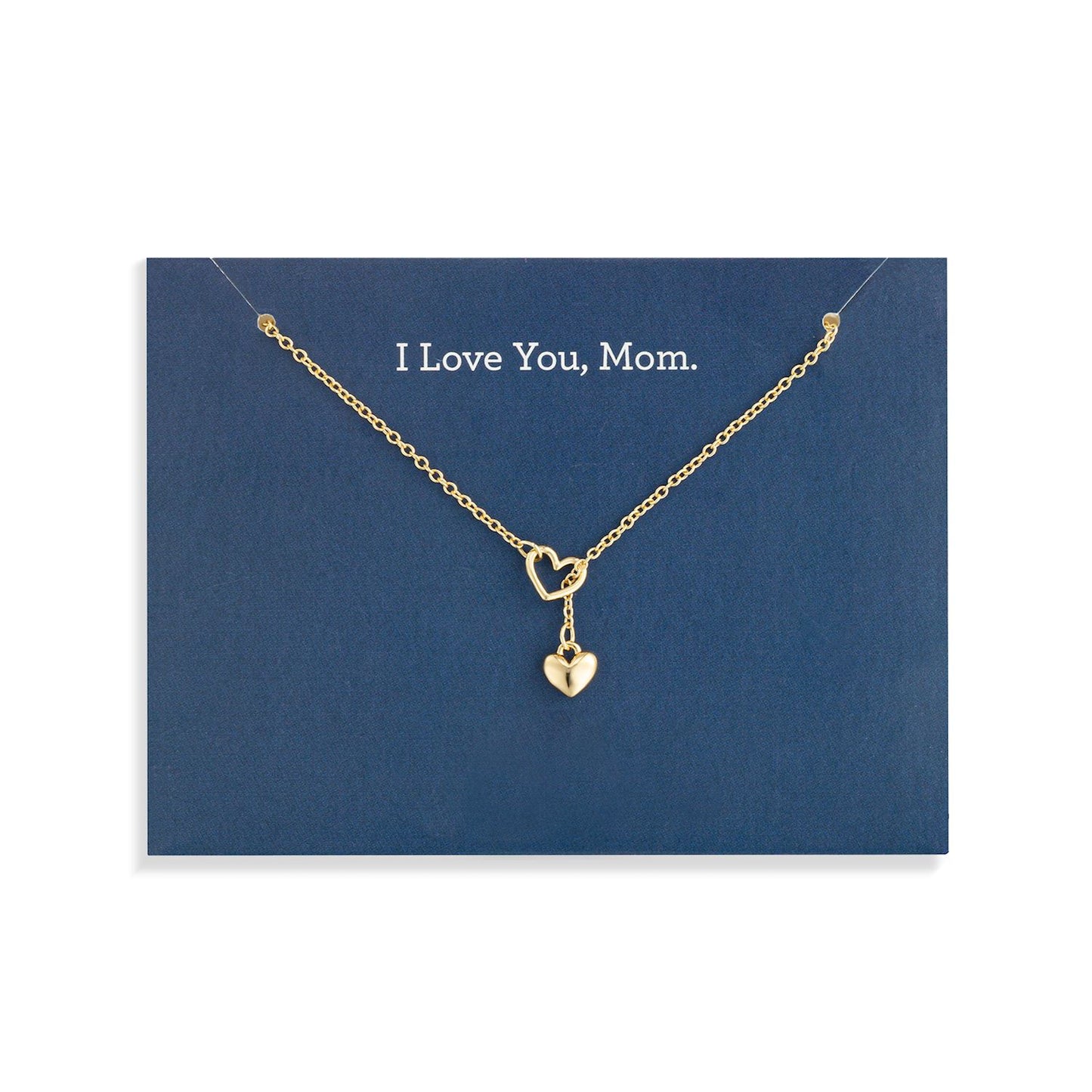 I Love You Mom Floral Card And Gold Heart Necklace
