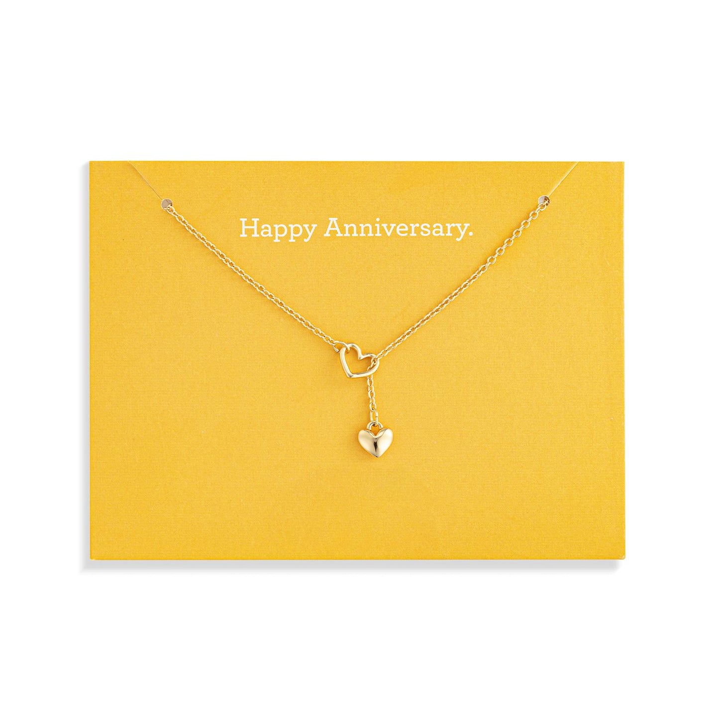 Happy Anniversary Floral Card And Gold Heart Necklace
