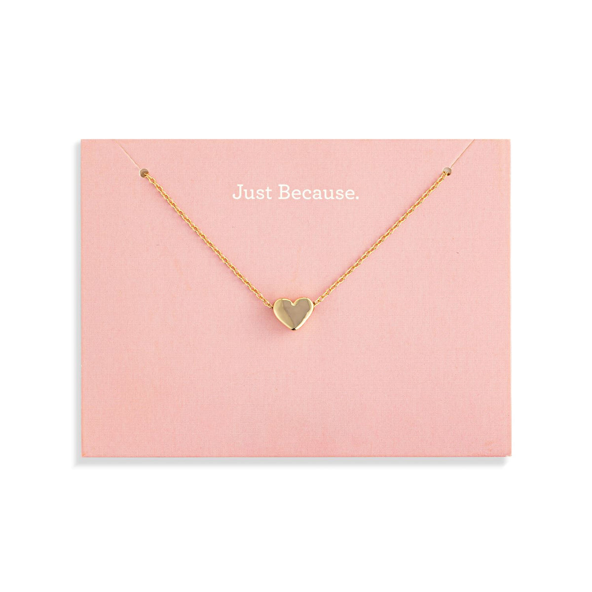 Just Because Floral Card And Gold Heart Necklace