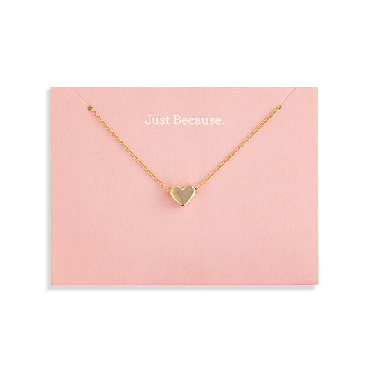 Just Because Floral Card And Gold Heart Necklace