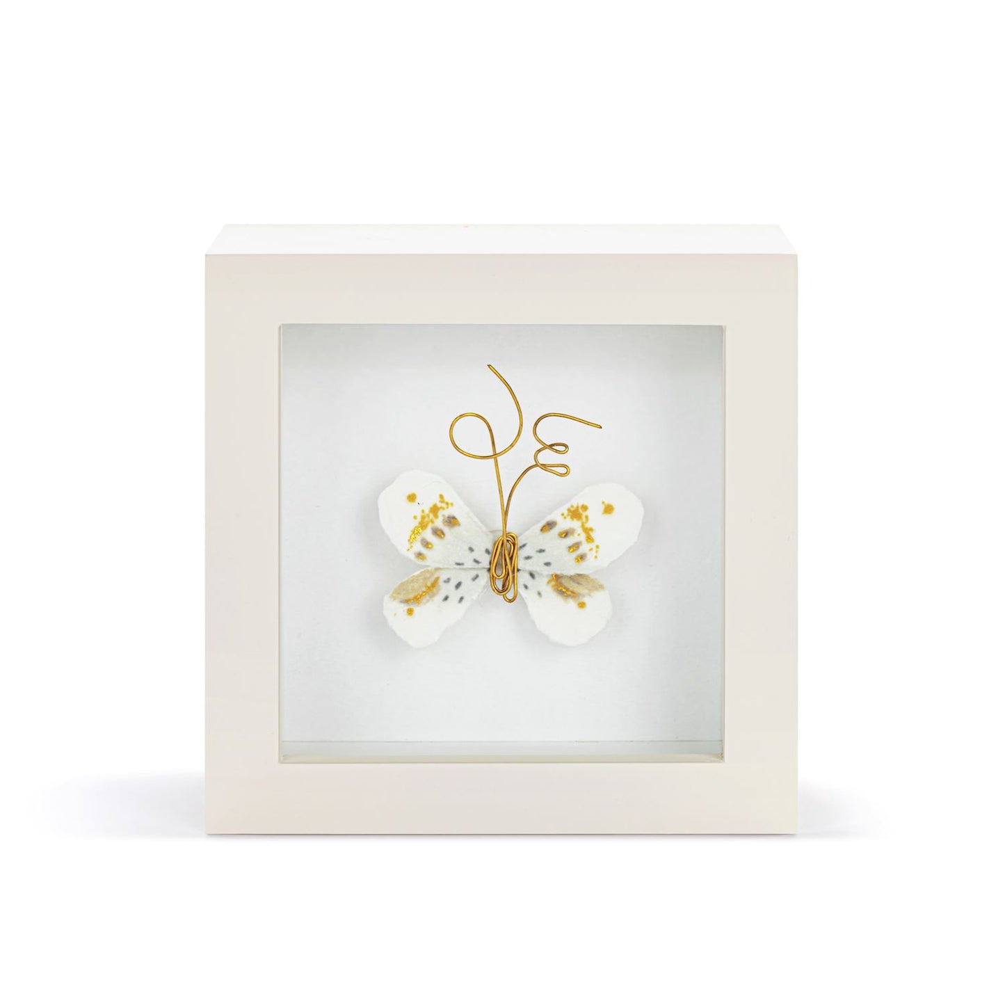 Love From Above White & Gold Butterfly Shadow Box