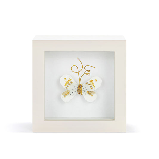 Love From Above White & Gold Butterfly Shadow Box