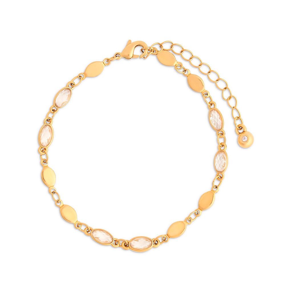 Gold Vintage Clear Gemstone Bracelet