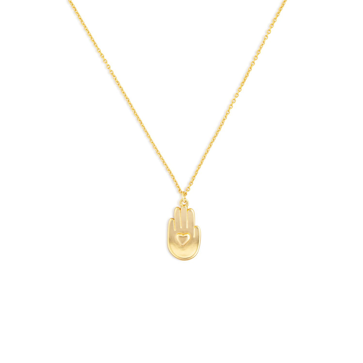 Gold Hand and Heart Necklace
