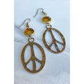 Bronze Metal Peace Sign Earrings