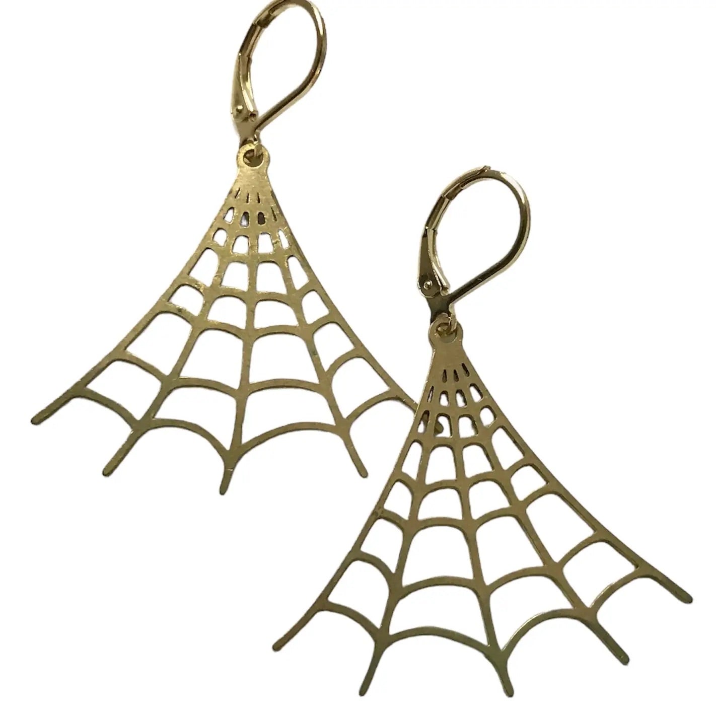 Brass Spiderweb Earrings