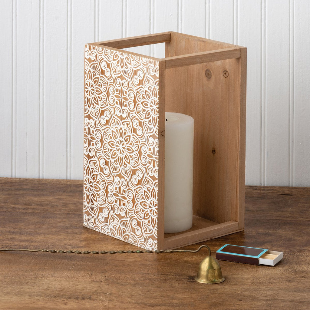 Wood Floral Lantern