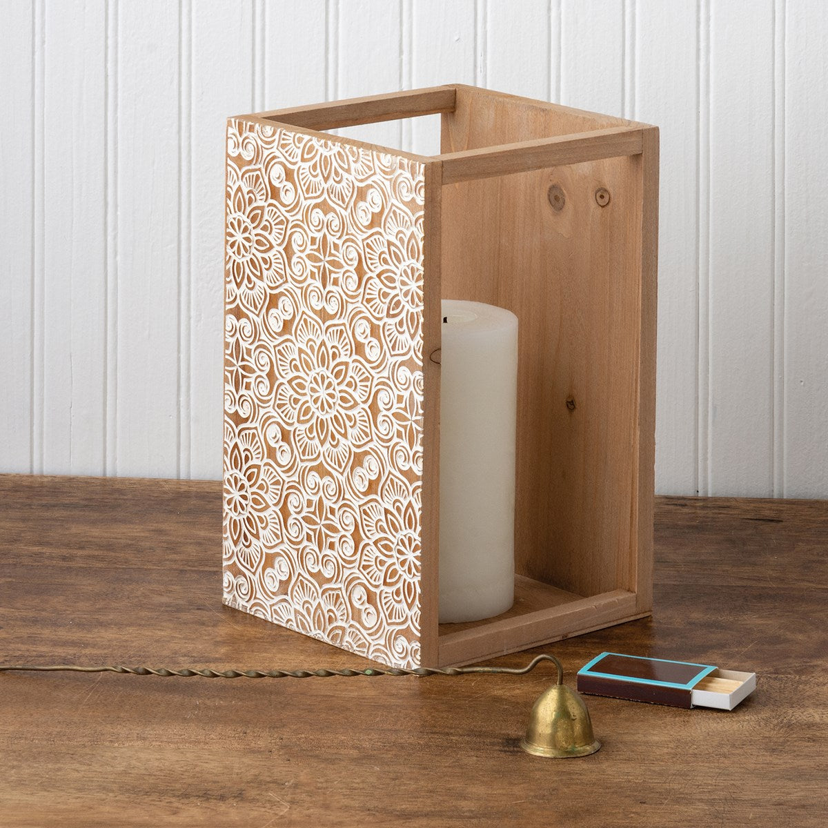 Wood Floral Lantern