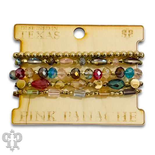 Five Strand Mixed Bead Bracelet Set