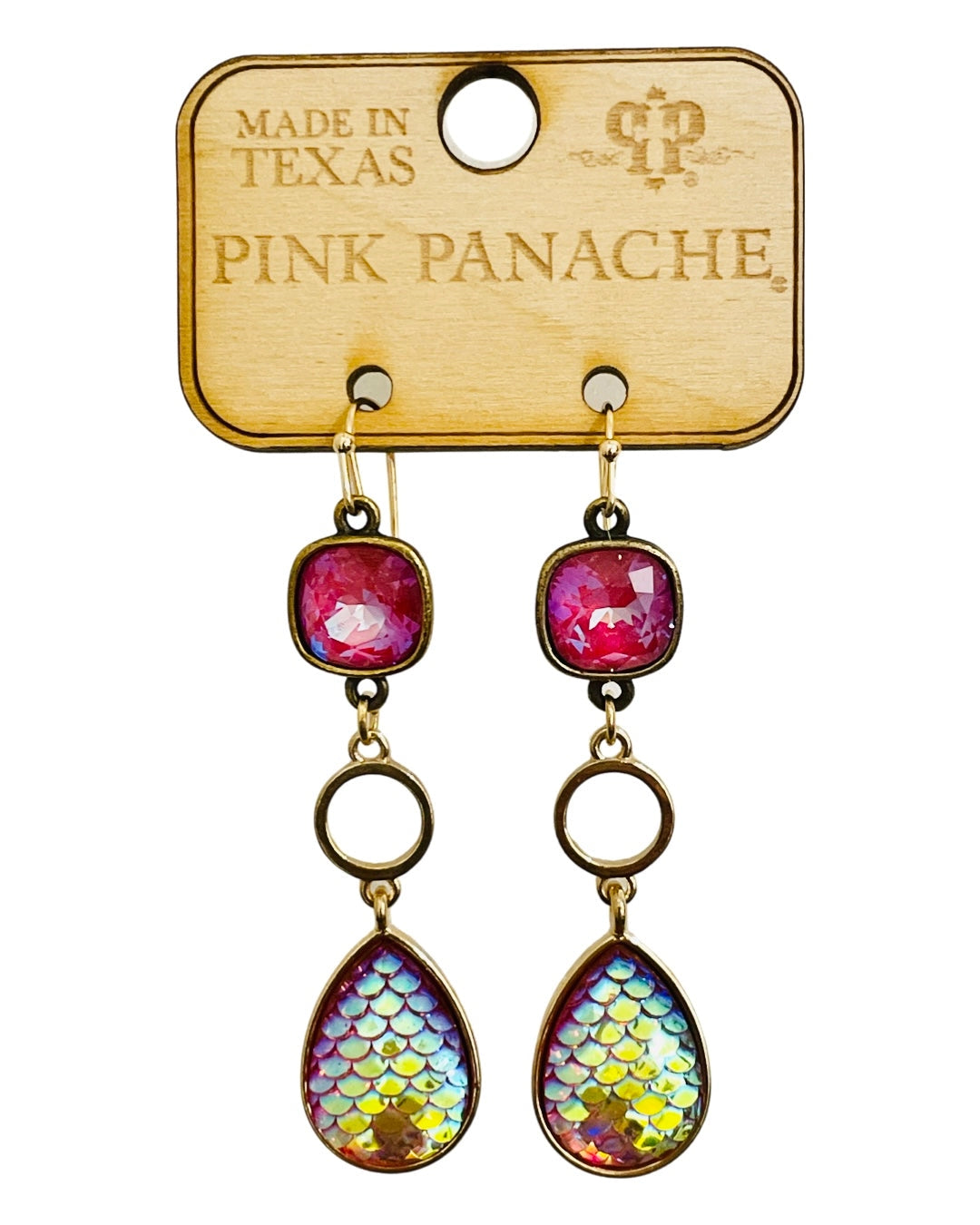 Gold Circle & Mermaid Teardrop Earrings