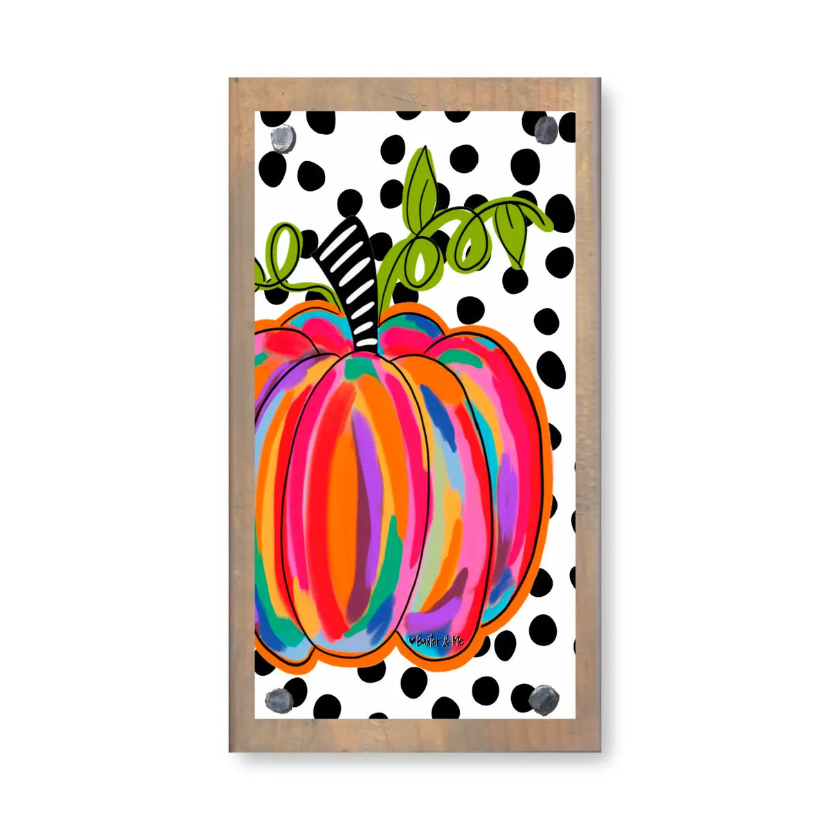 Colorful Pumpkin Polka Dot Happy Block