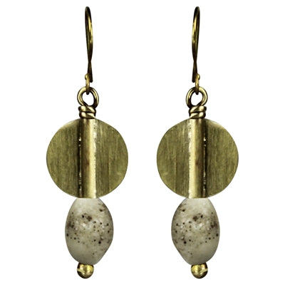 Round Disk With Bead Earrings