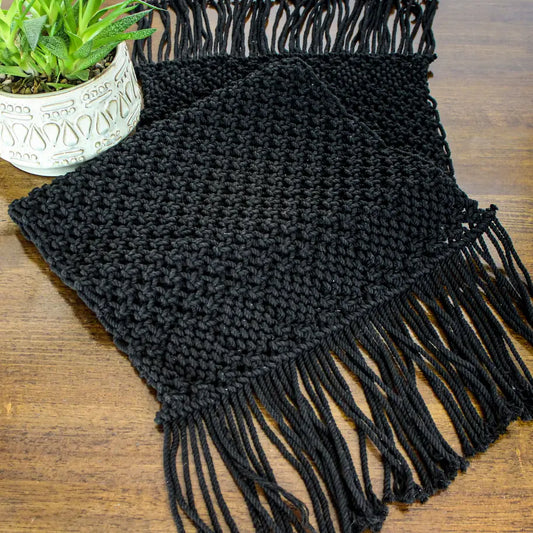 Black Macrame Table Runner