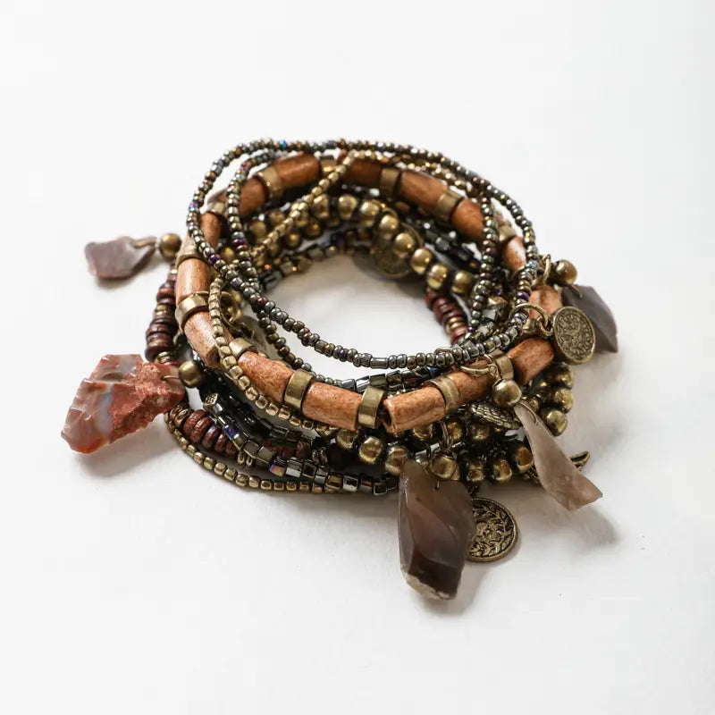 Boho Stone and Bead Stack Bracelet