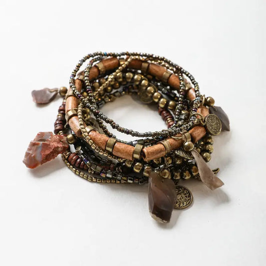 Boho Stone and Bead Stack Bracelet