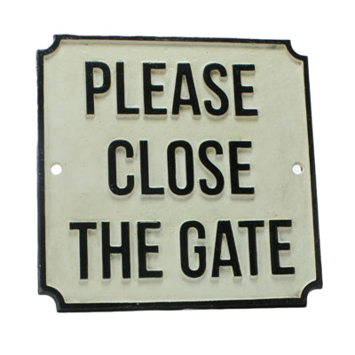 "Please Close The Gate" Cast Iron Sign