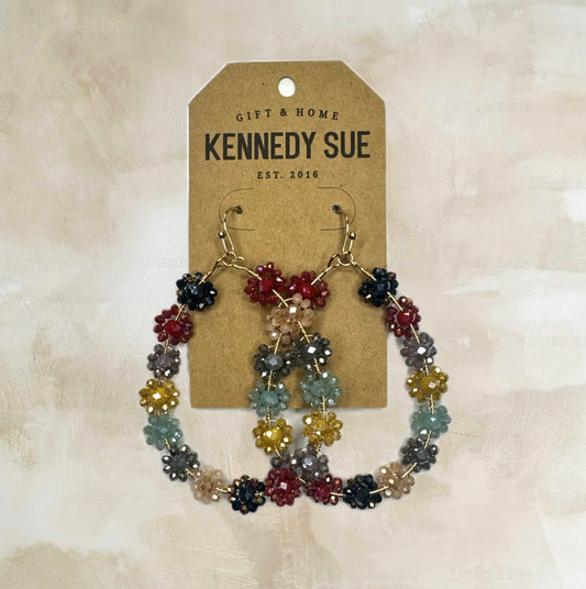 Beaded Flower Teardrop Earrings
