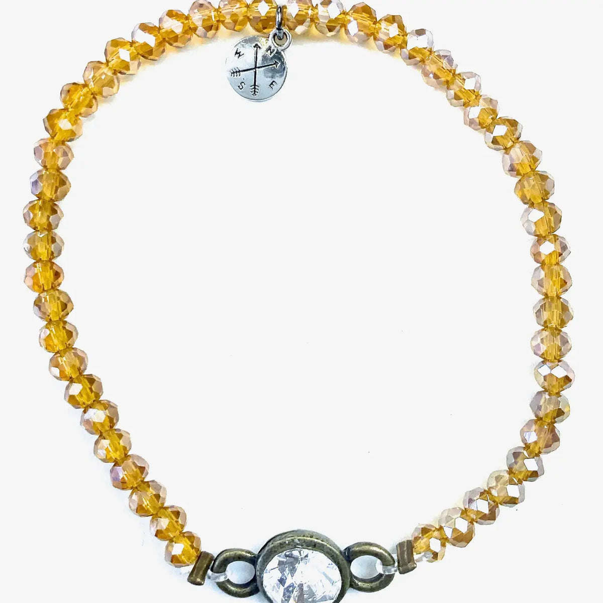 Faceted Glass Stretch & Crystal Beaded Bracelet