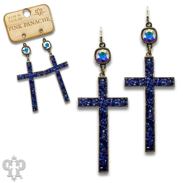 Blue Cross Austrian Crystal Earrings
