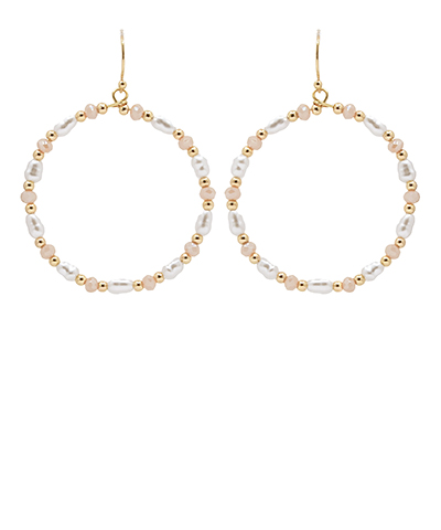 Bead Pearl & Glass Circle Earrings