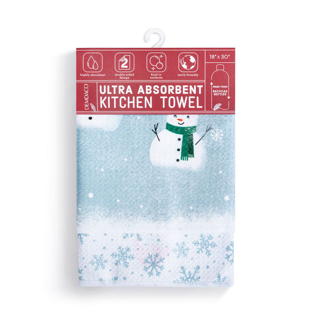 Blue Snowmen Reversible Absorbent Towel