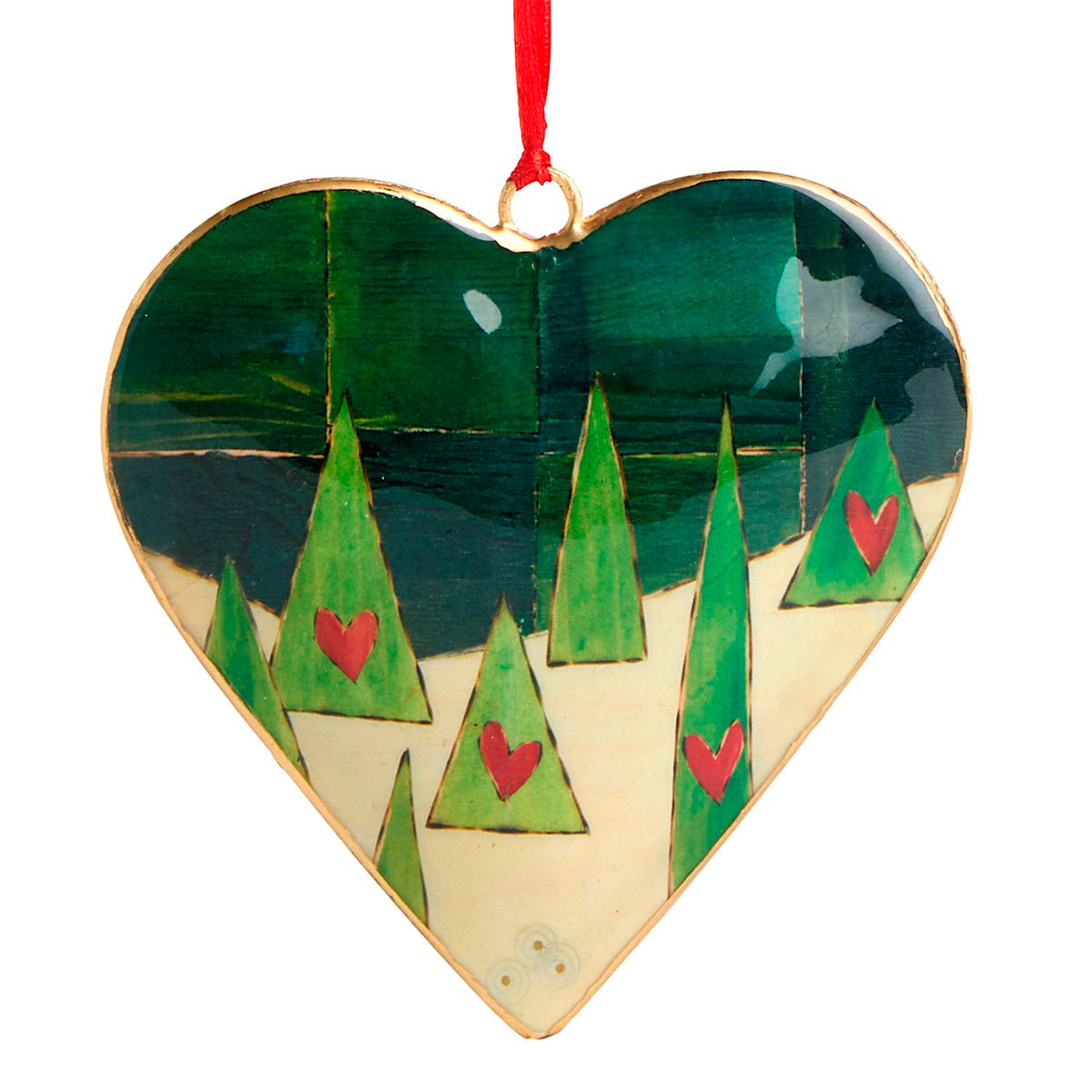 Trees Metal Heart Ornament