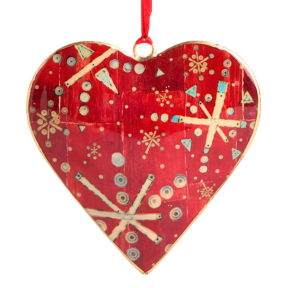 Snowflake Metal Heart Ornament