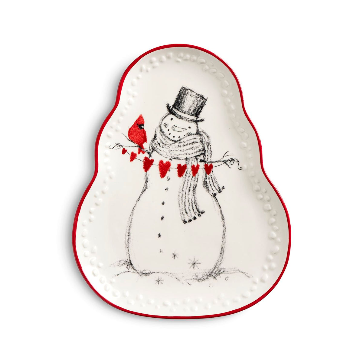 Snowman Heart String Ceramic Dish
