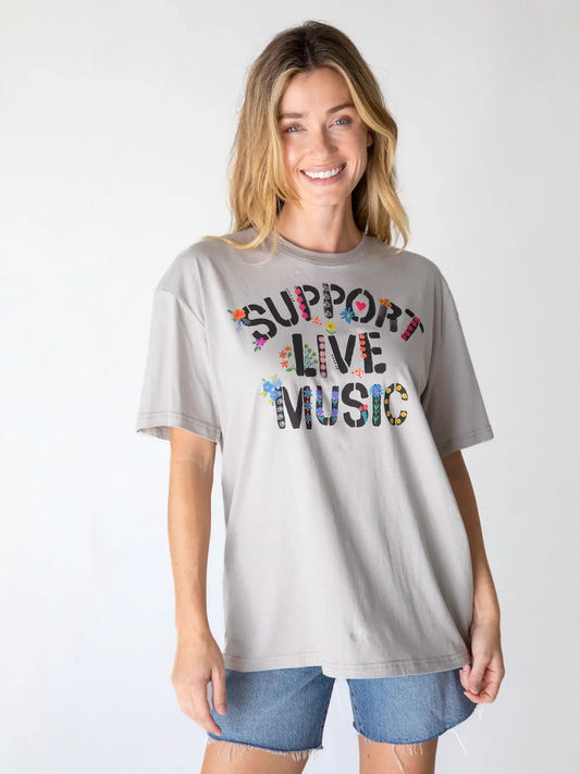 Boyfriend Tee Shirt- Support Live Music
