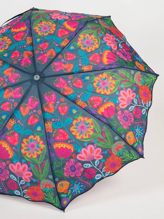 Fold Up Umbrella - Navy Flower