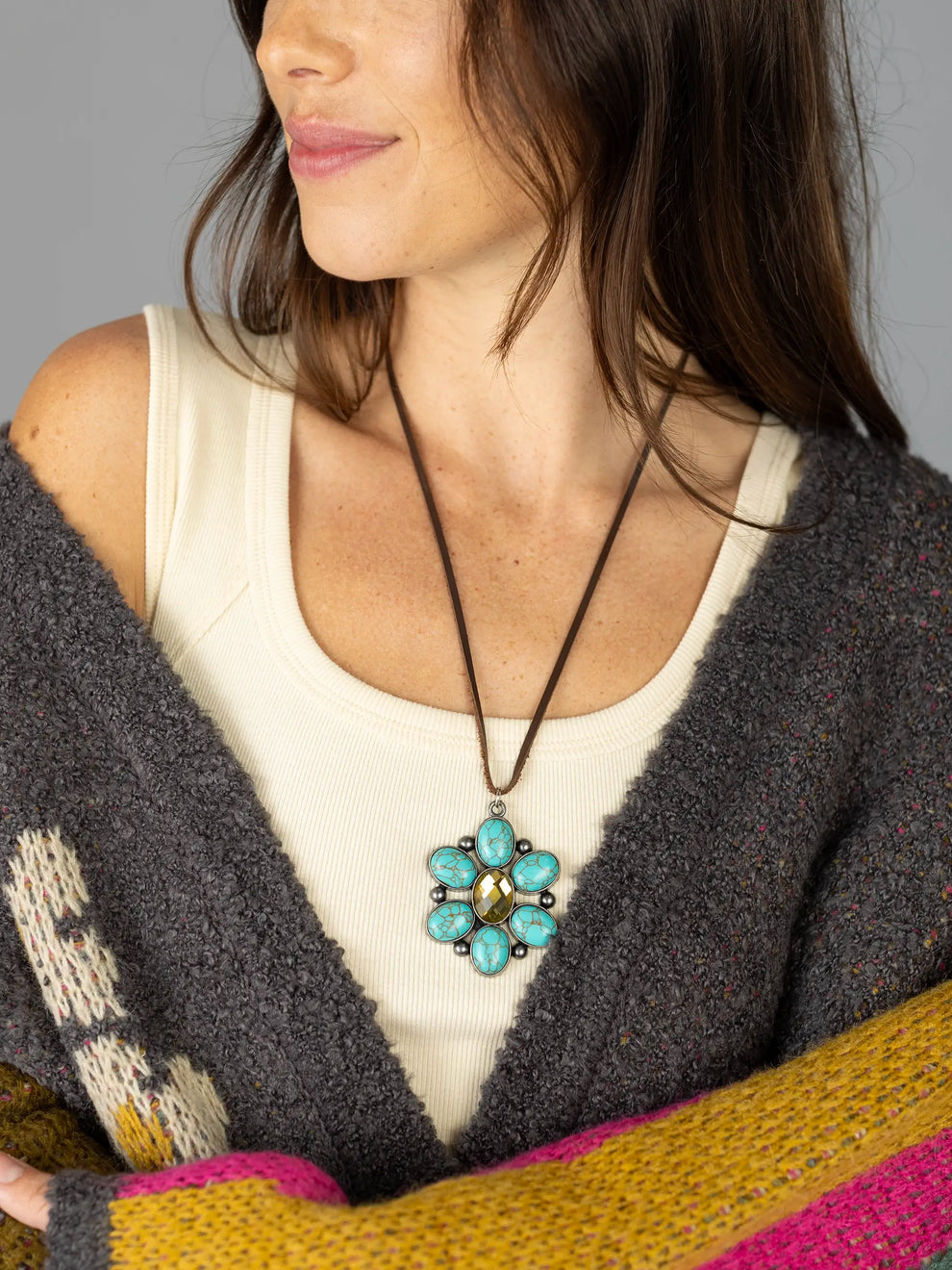 Gemstone Pendant Necklace - Turquoise