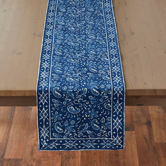 Indigo Paisley Block Print Table Runner