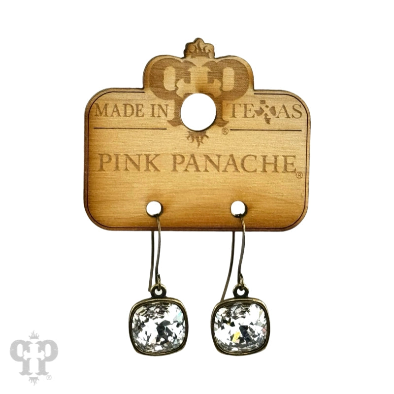 Austrian Square Crystal Hook Earrings