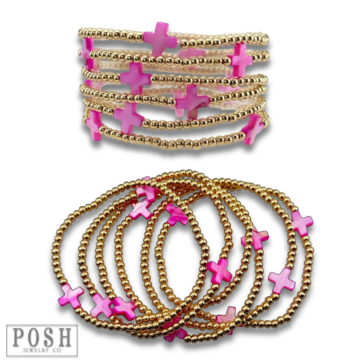 Beads & Cross Stack Bracelet Sets